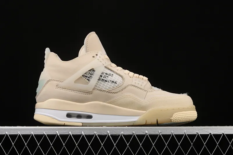 All categories Air Jordan Jordan series basketball shoes Air Jordan 4 OF x Air Jordan 4 Retro "Cream/Sail" AJ4 Jordan 4 mid-top retro casual sports culture basketball shoes CV9388-100